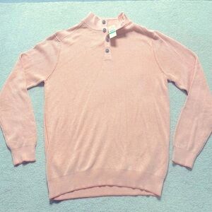 Tommy Bahama mens szL cotton Button Mock Sydney Shores Bright‎ Peach Sweater NWT